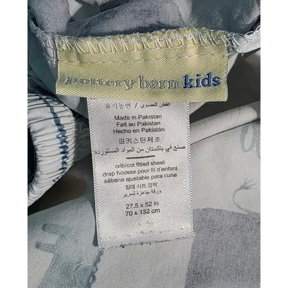 Pottery Barn Kids Colby Organic Cotton Fitted Crib Sheet Zoo Safari Animal Print